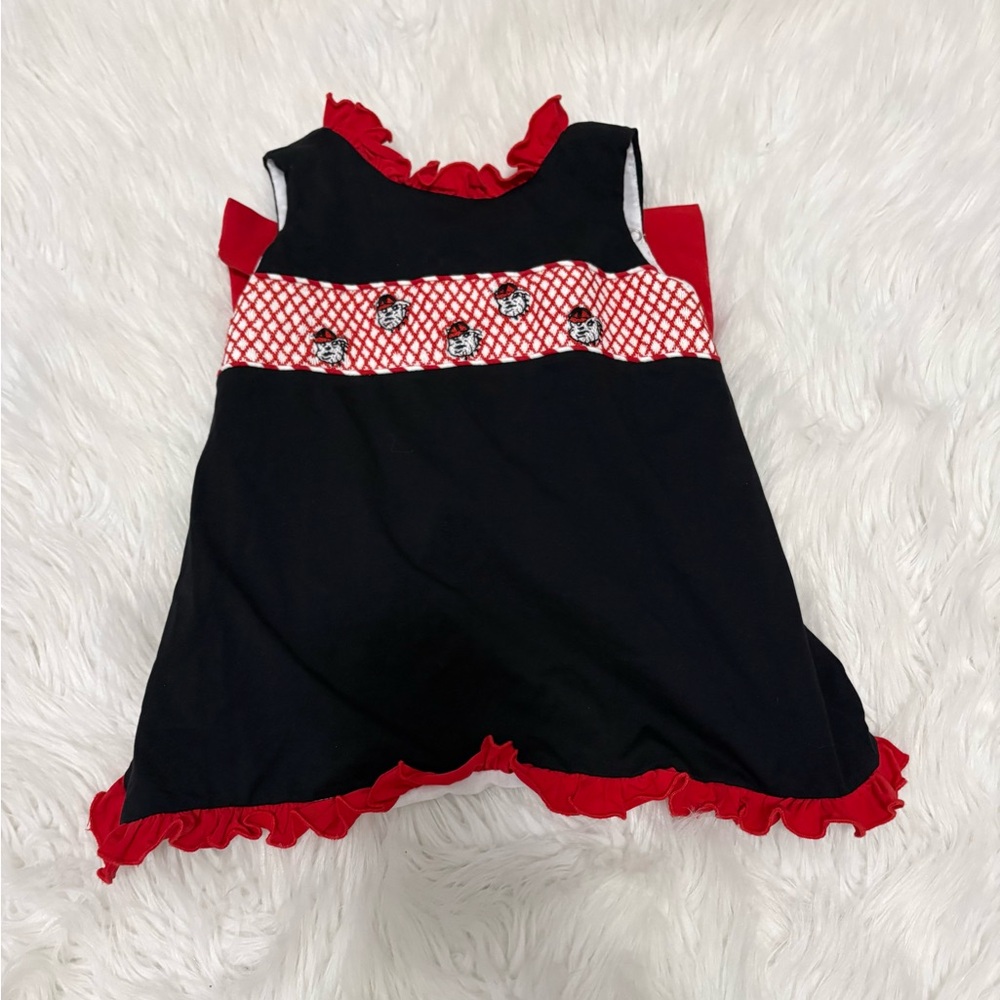 UGA Football Dawgs University of Georgia Black and Red Ruffled Toddler Top